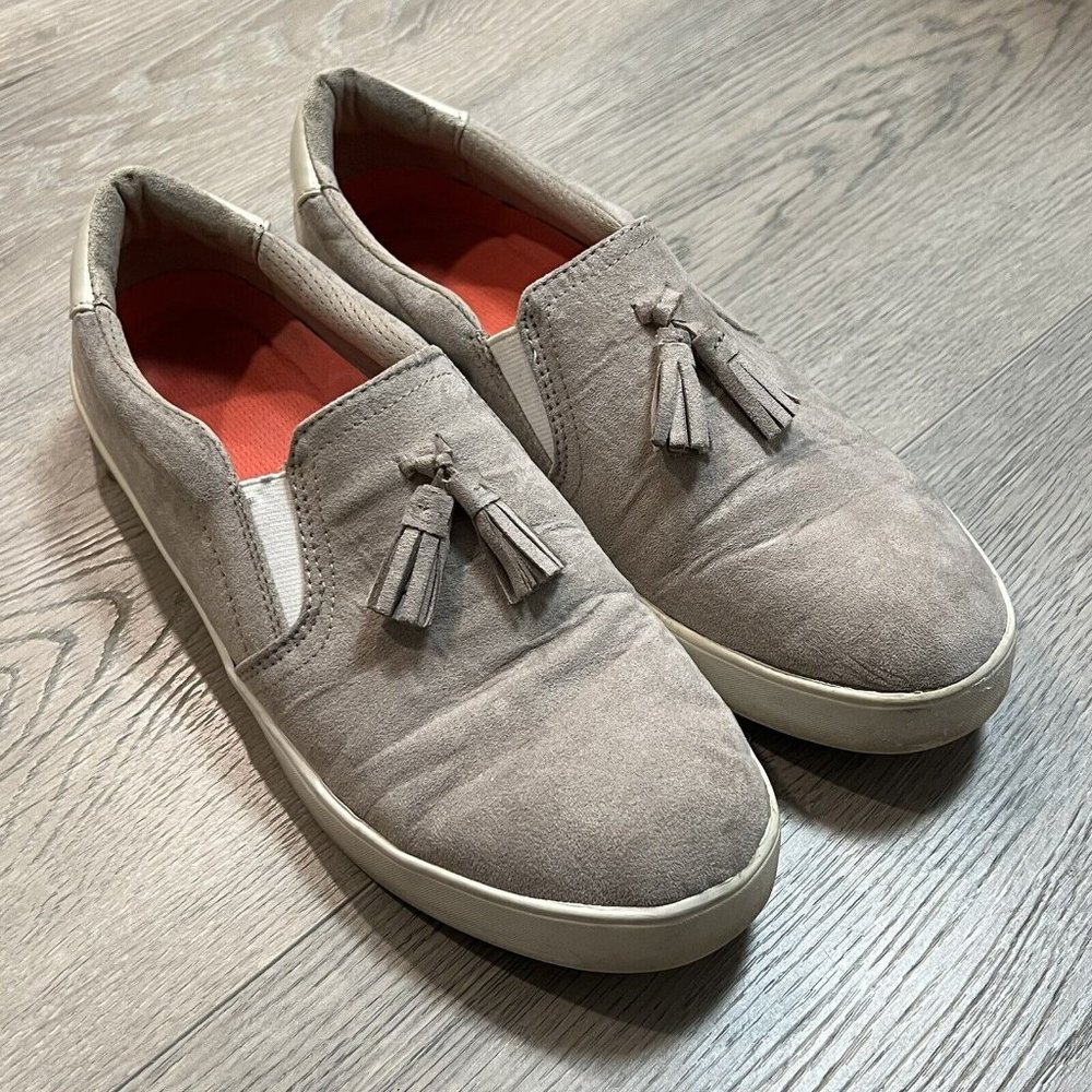 Dr Scholls Madi Faux Suede Tan Size 9 Slip on Comfort‎ Sneaker with Tassels